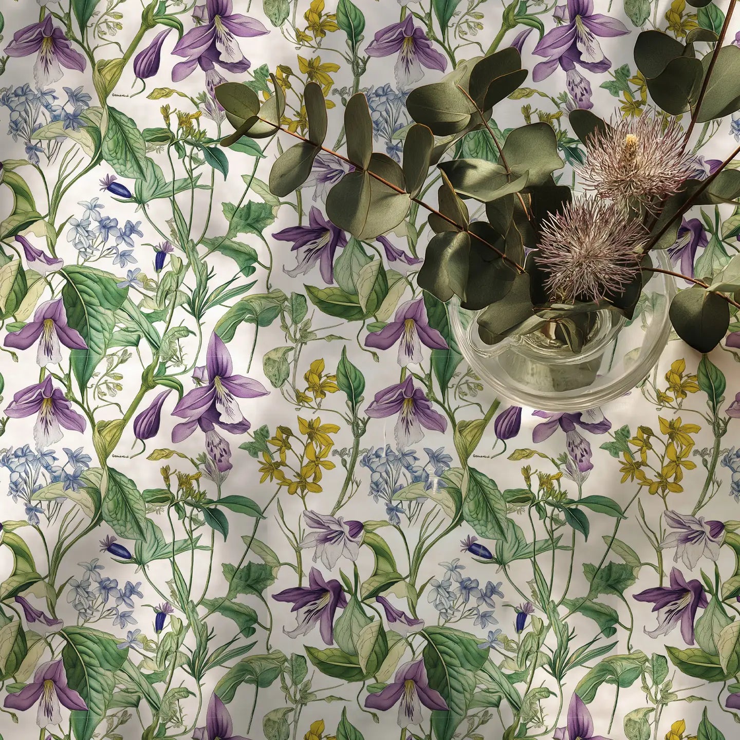 Покривка за маса от 100% лен Wild Flowers Meadow 140x250